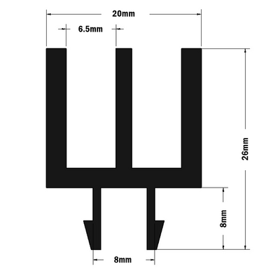 61-220-0 MODULAR SOLUTIONS SLIDE PROFILE<br>2 CHANNEL SLIDING DOOR PROFILE 2M